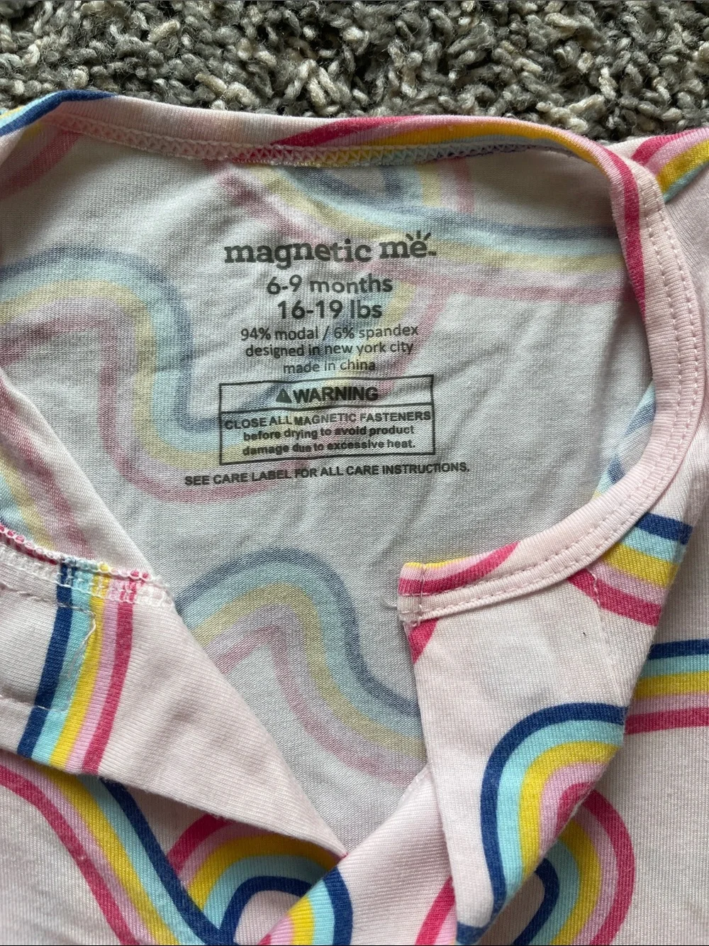 Magnetic Me Pink Rainbow Loop Footie - Size 6-9 months